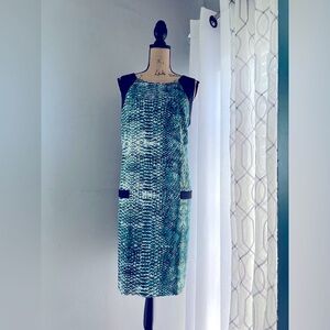 TEAL/BLACK SNAKESKIN PRINT By AGB DRESS Size 16